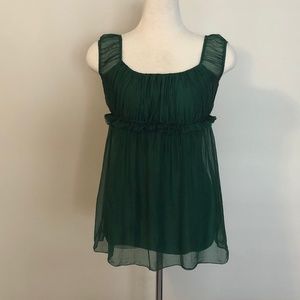 Emerald Green Layered Silk/Cotton 'King Kong' Top